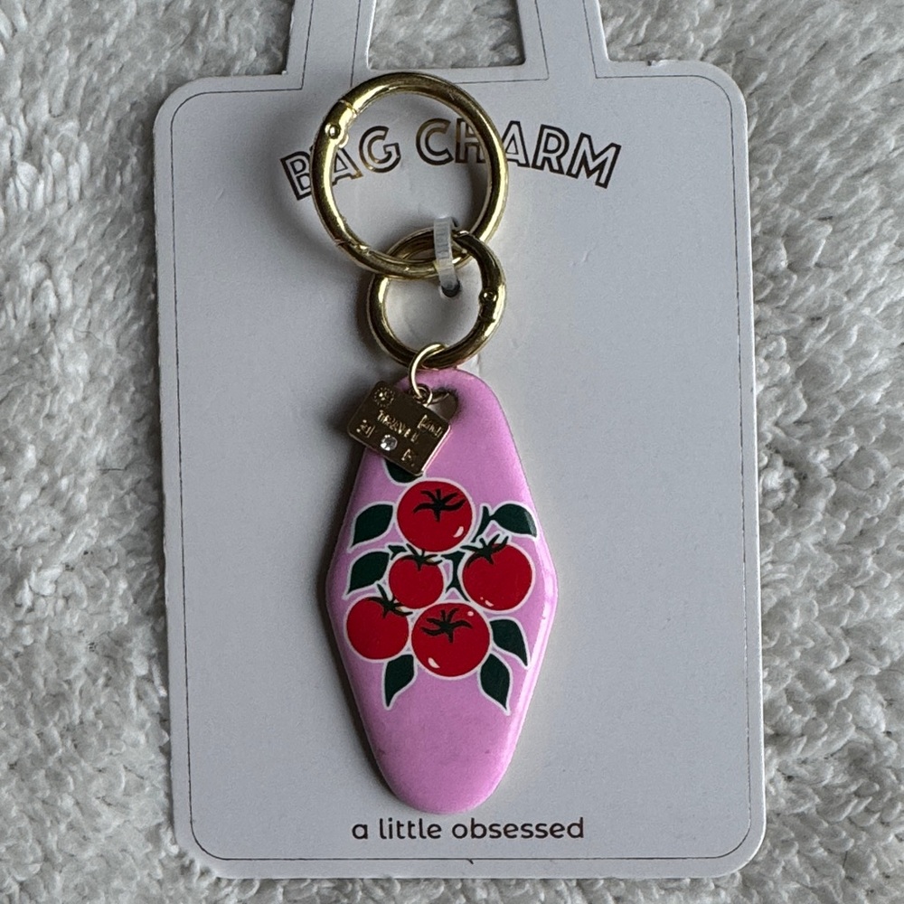 NWT- Vibrant Pink Motel Key Chain with Travel CC